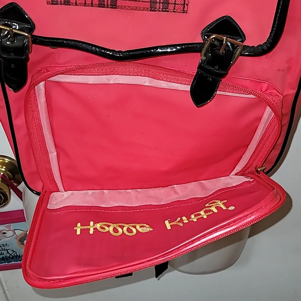 Hello kitty backpack red plaid kitty cat vintage Sanrio Smiles Pyramid